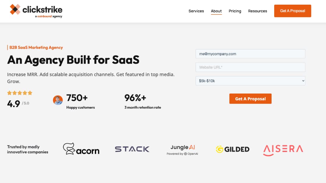 Clickstrike Homepage Screenshot