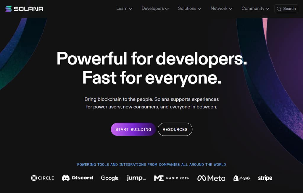 Solana website screenshot